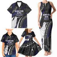 Personalised New Zealand Kiwi Family Matching Tank Maxi Dress and Hawaiian Shirt Silver Fern Tribal Pattern DT05 - Polynesian Pride