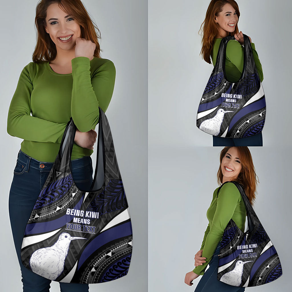 Personalised New Zealand Kiwi Grocery Bag Silver Fern Tribal Pattern DT05 - Polynesian Pride