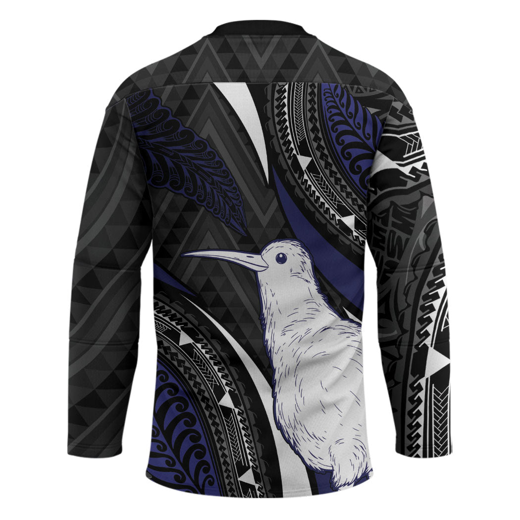 Personalised New Zealand Kiwi Hockey Jersey Silver Fern Tribal Pattern DT05 - Polynesian Pride