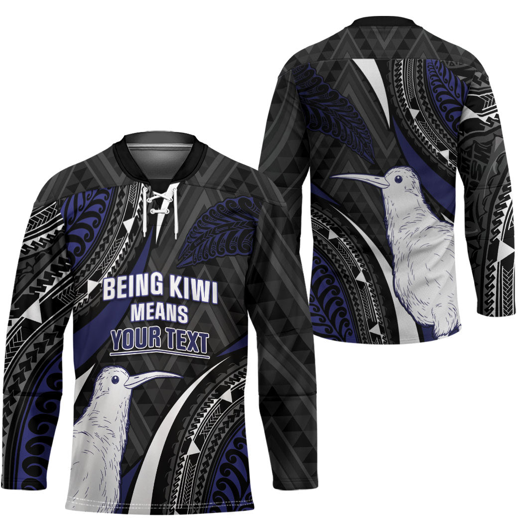 Personalised New Zealand Kiwi Hockey Jersey Silver Fern Tribal Pattern DT05 - Polynesian Pride