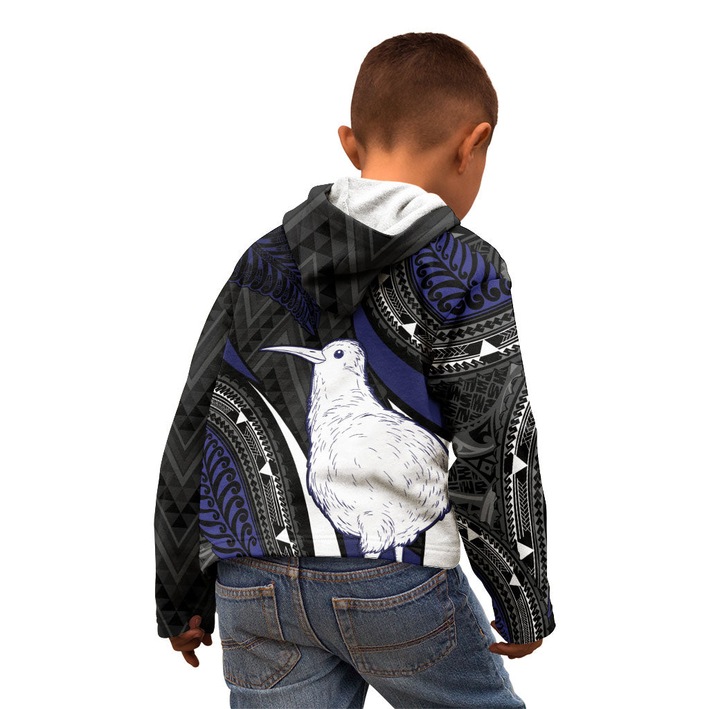 Personalised New Zealand Kiwi Kid Hoodie Silver Fern Tribal Pattern DT05 - Polynesian Pride