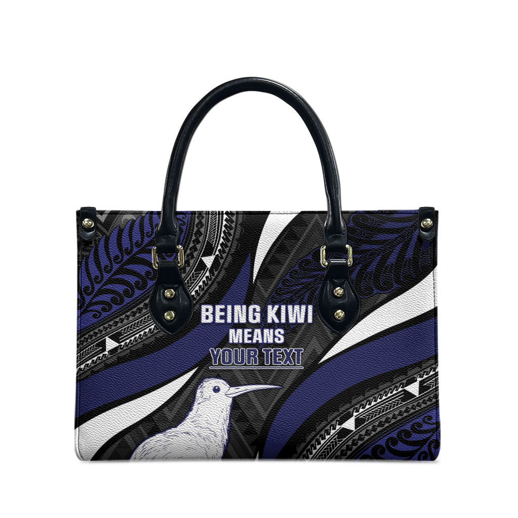 Personalised New Zealand Kiwi Leather Bag Silver Fern Tribal Pattern DT05 - Polynesian Pride