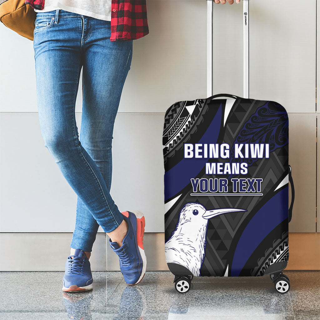 Personalised New Zealand Kiwi Luggage Cover Silver Fern Tribal Pattern DT05 - Polynesian Pride