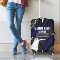 Personalised New Zealand Kiwi Luggage Cover Silver Fern Tribal Pattern DT05 - Polynesian Pride
