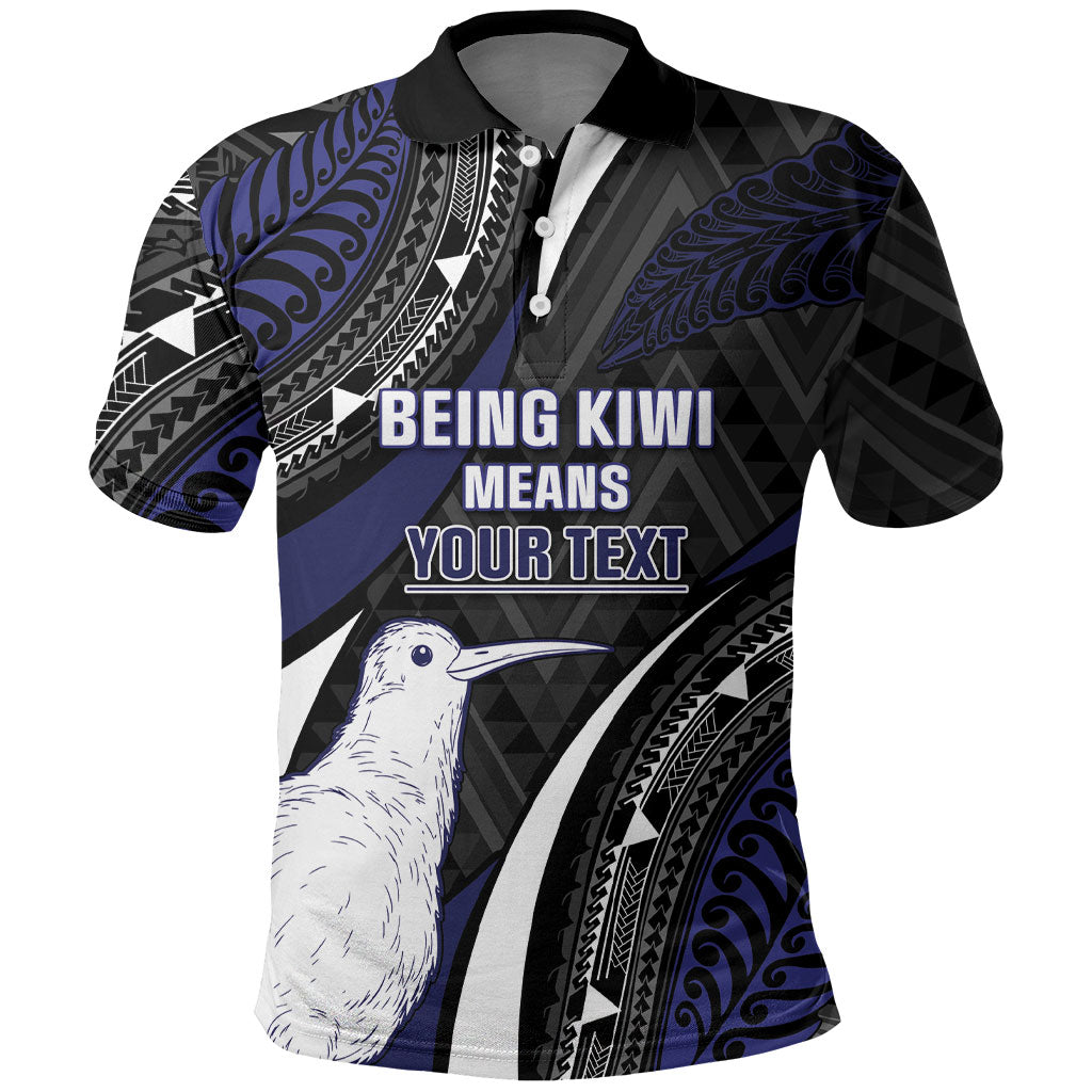 Personalised New Zealand Kiwi Polo Shirt Silver Fern Tribal Pattern