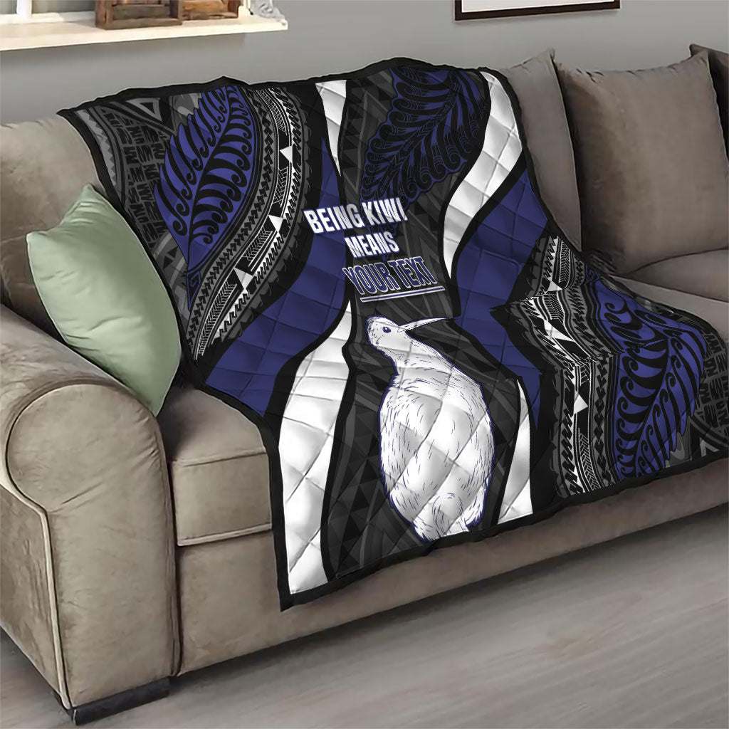 Personalised New Zealand Kiwi Quilt Silver Fern Tribal Pattern DT05 - Polynesian Pride