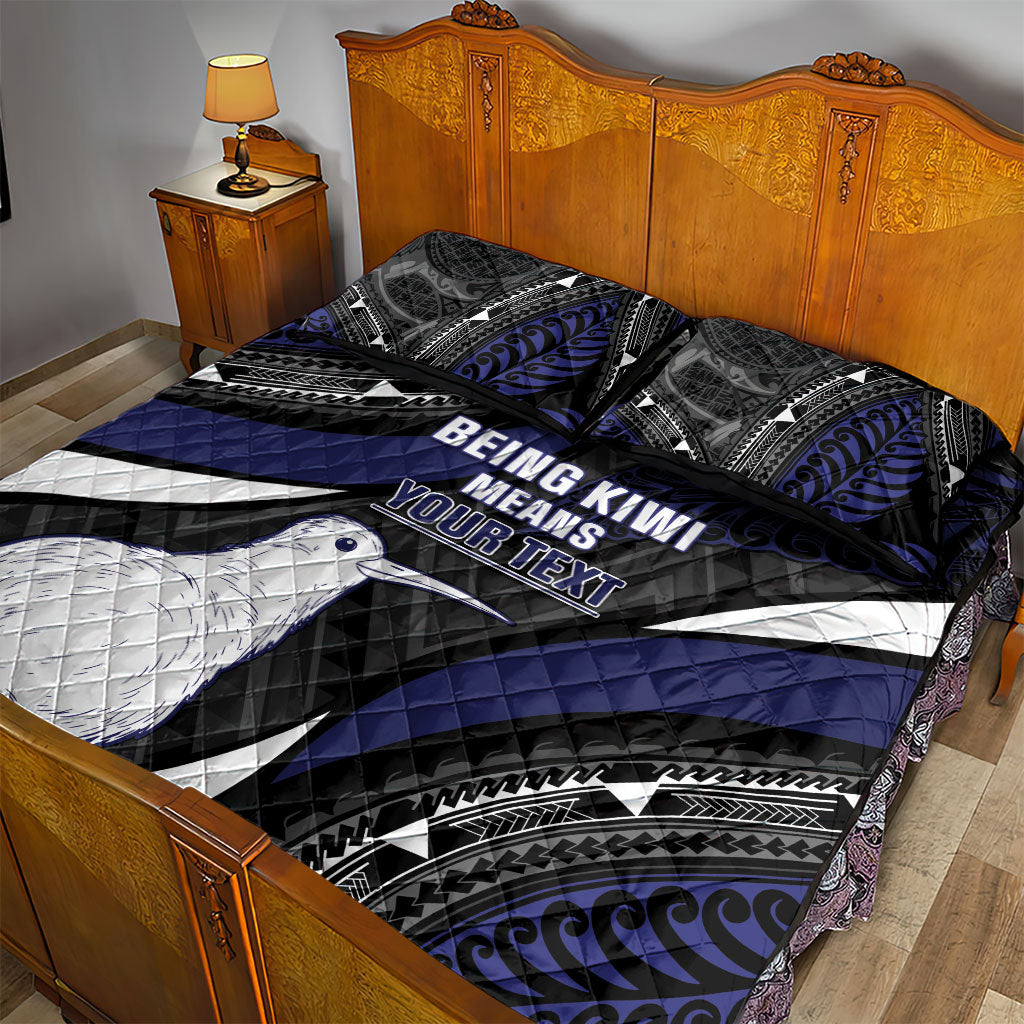 Personalised New Zealand Kiwi Quilt Bed Set Silver Fern Tribal Pattern DT05 - Polynesian Pride