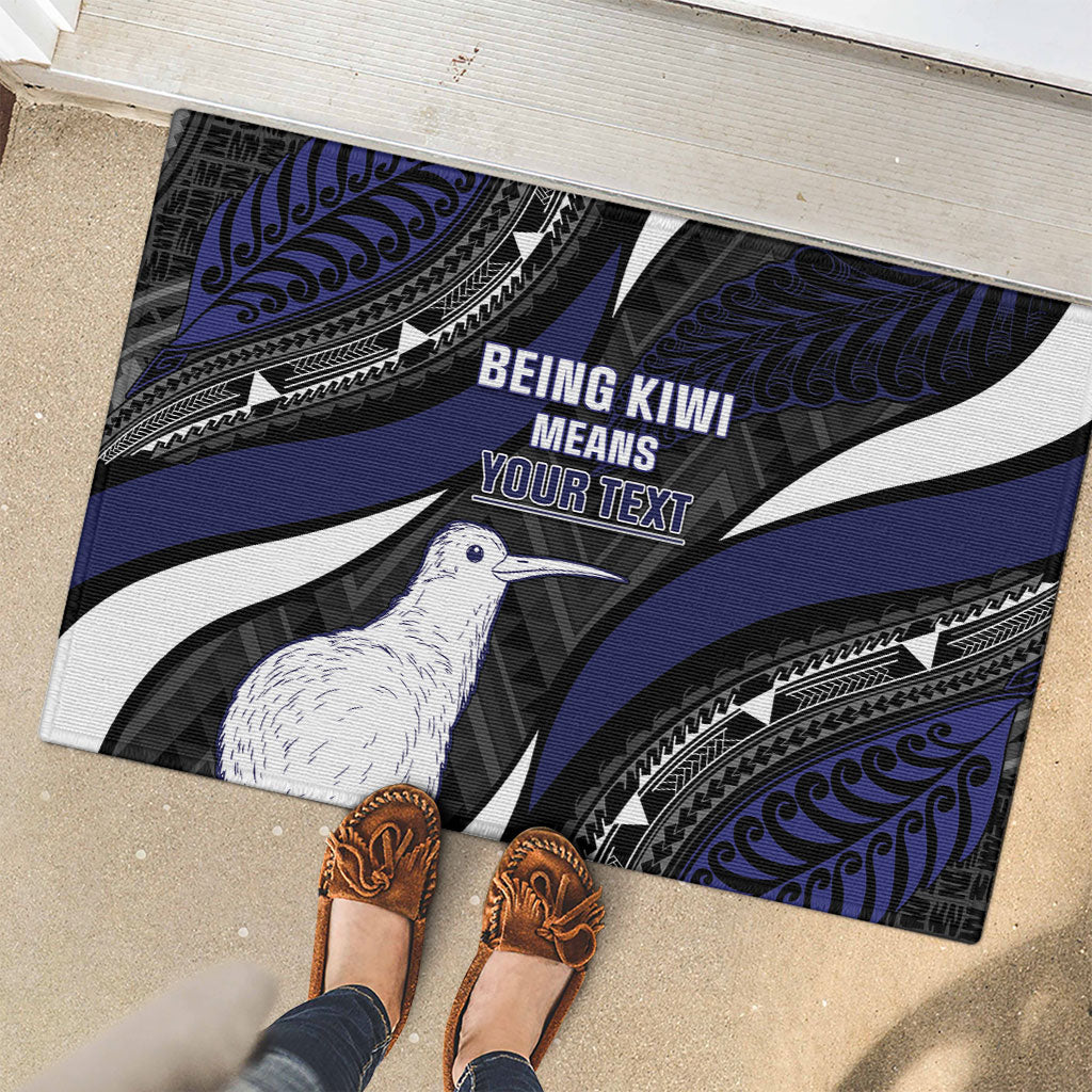 Personalised New Zealand Kiwi Rubber Doormat Silver Fern Tribal Pattern DT05 - Polynesian Pride