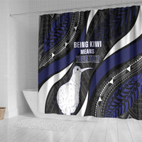 Personalised New Zealand Kiwi Shower Curtain Silver Fern Tribal Pattern DT05 - Polynesian Pride