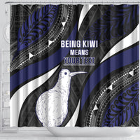 Personalised New Zealand Kiwi Shower Curtain Silver Fern Tribal Pattern DT05 - Polynesian Pride