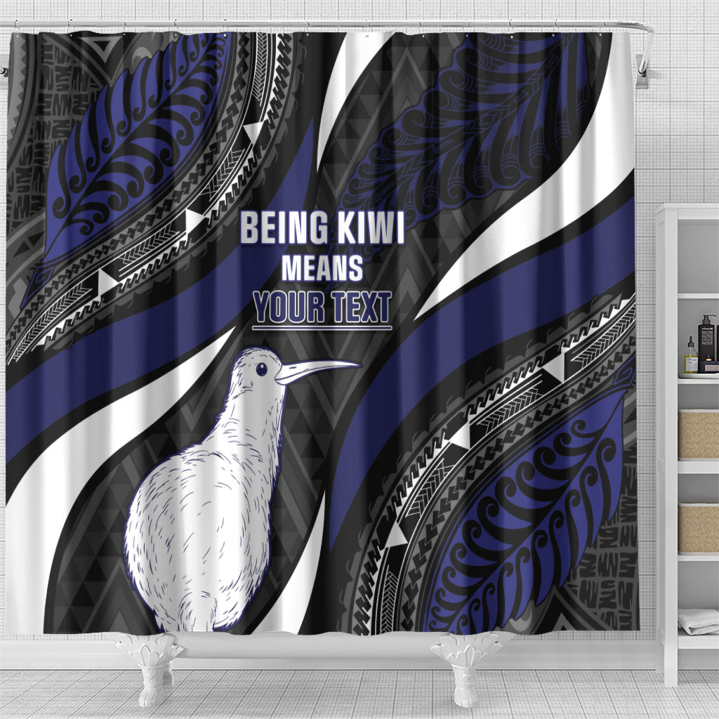 Personalised New Zealand Kiwi Shower Curtain Silver Fern Tribal Pattern DT05 - Polynesian Pride