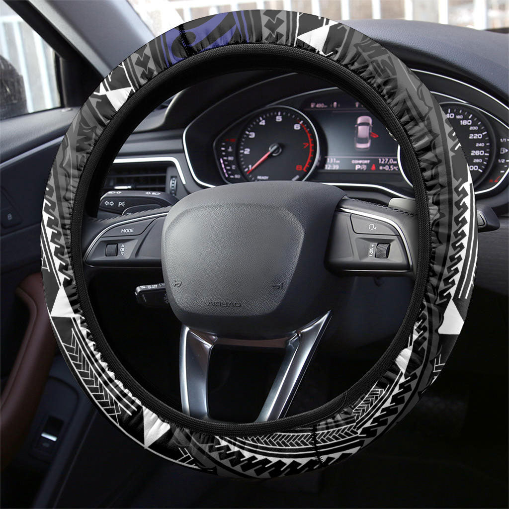 New Zealand Kiwi Steering Wheel Cover Silver Fern Tribal Pattern DT05 - Polynesian Pride