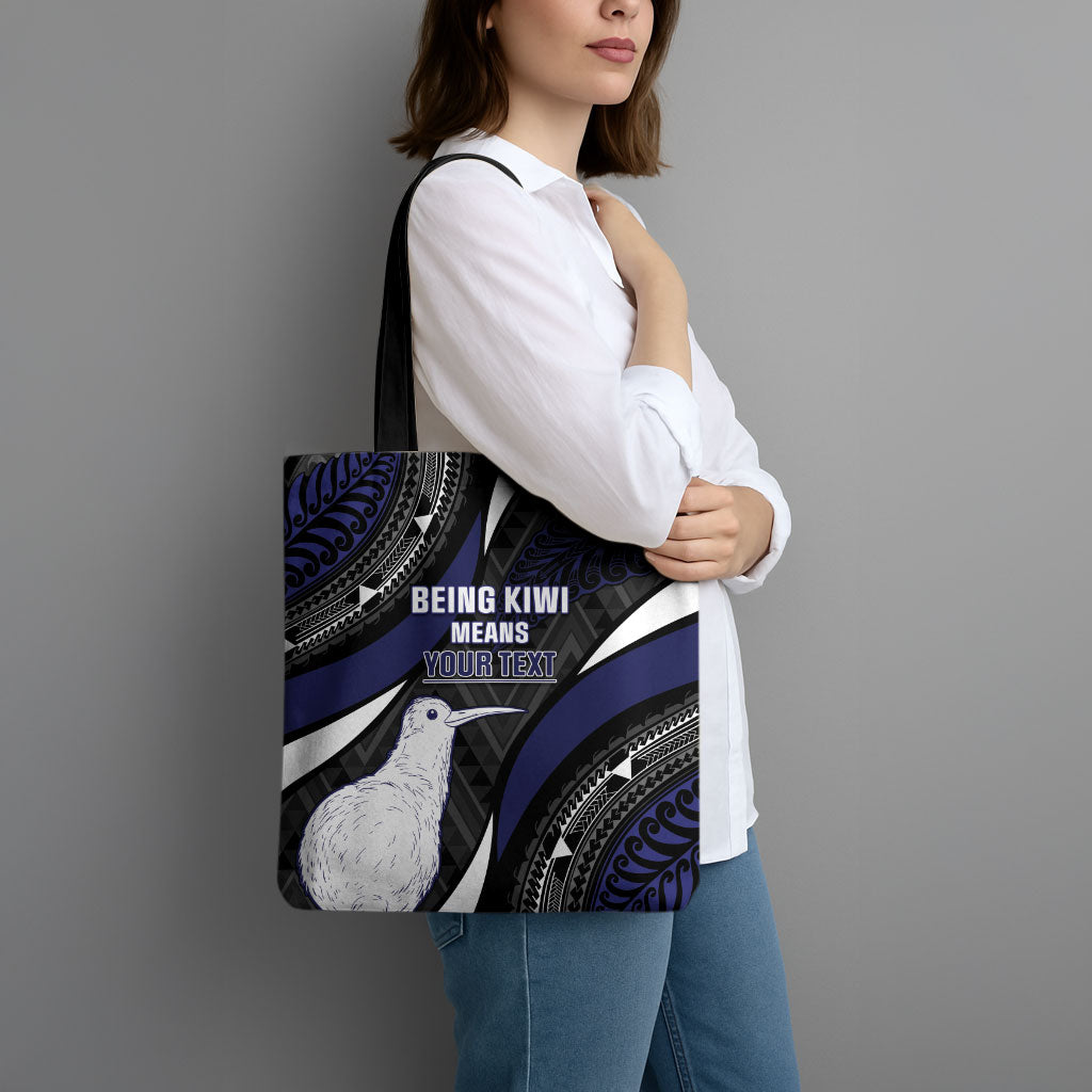 Personalised New Zealand Kiwi Tote Bag Silver Fern Tribal Pattern DT05 - Polynesian Pride