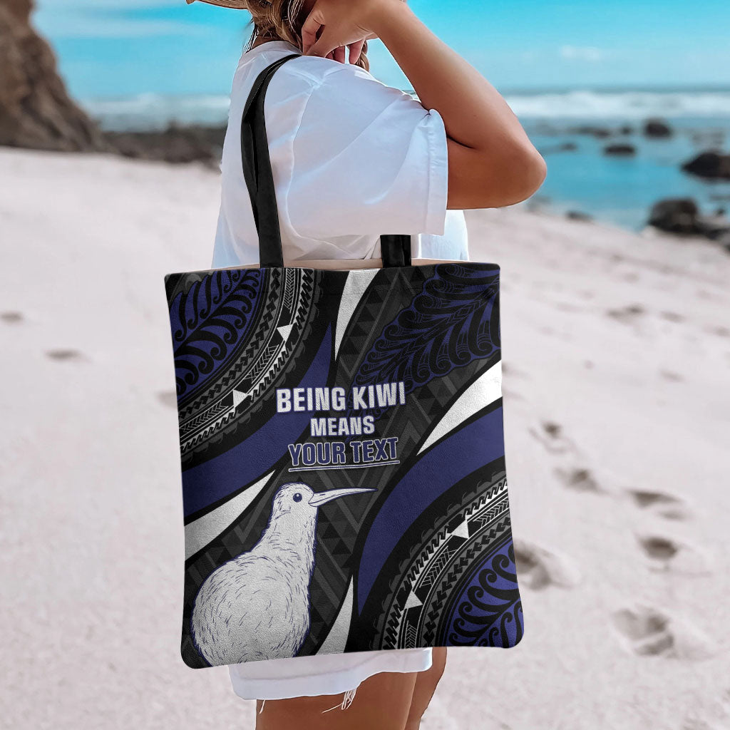 Personalised New Zealand Kiwi Tote Bag Silver Fern Tribal Pattern DT05 - Polynesian Pride
