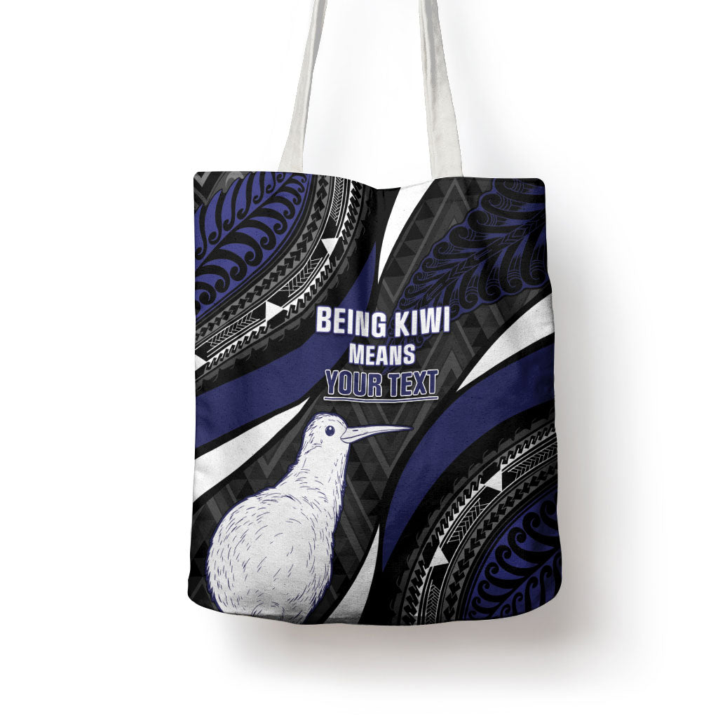 Personalised New Zealand Kiwi Tote Bag Silver Fern Tribal Pattern DT05 - Polynesian Pride