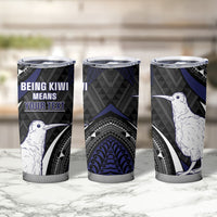 Personalised New Zealand Kiwi Tumbler Cup Silver Fern Tribal Pattern DT05 - Polynesian Pride
