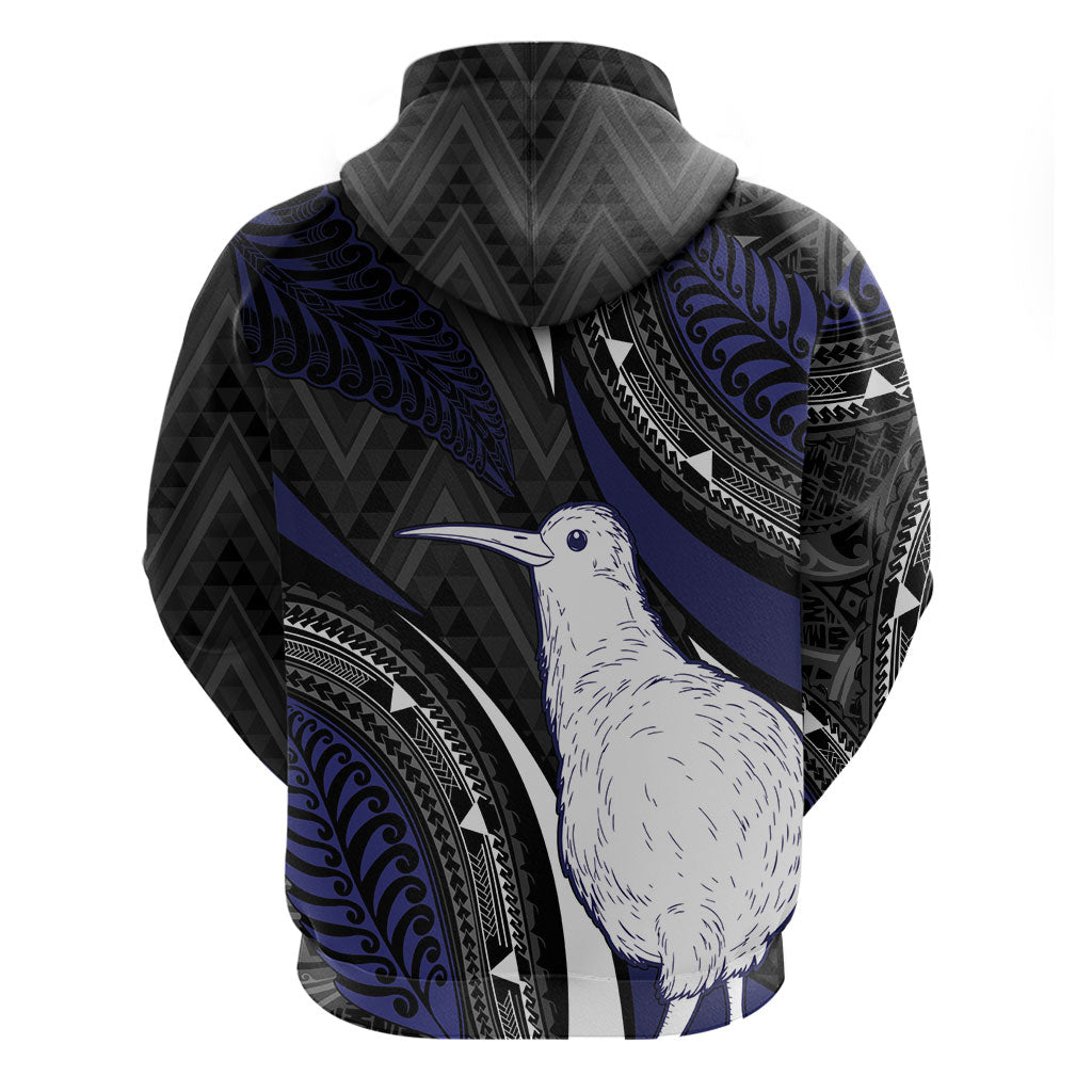 Personalised New Zealand Kiwi Zip Hoodie Silver Fern Tribal Pattern DT05 - Polynesian Pride