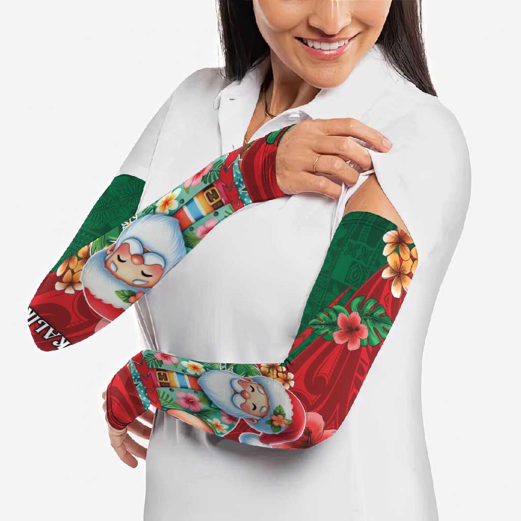 Hawaii Christmas Arm Sleeves Mele Kalikimaka Funny Hawaiian Santa - Polynesian Pride