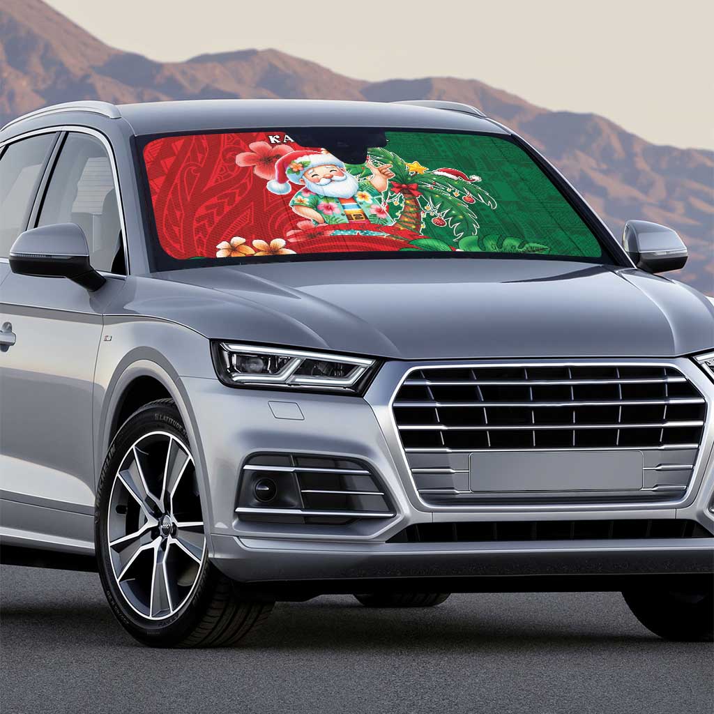 Hawaii Christmas Auto Sun Shade Mele Kalikimaka Funny Hawaiian Santa - Polynesian Pride