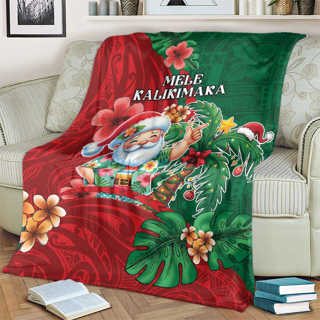 Hawaii Christmas Blanket Mele Kalikimaka Funny Hawaiian Santa - Polynesian Pride