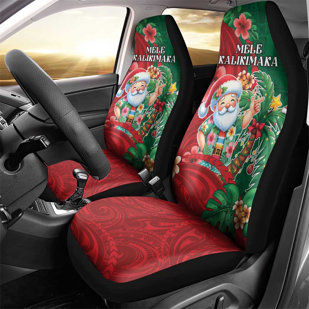 Hawaii Christmas Car Seat Cover Mele Kalikimaka Funny Hawaiian Santa - Polynesian Pride