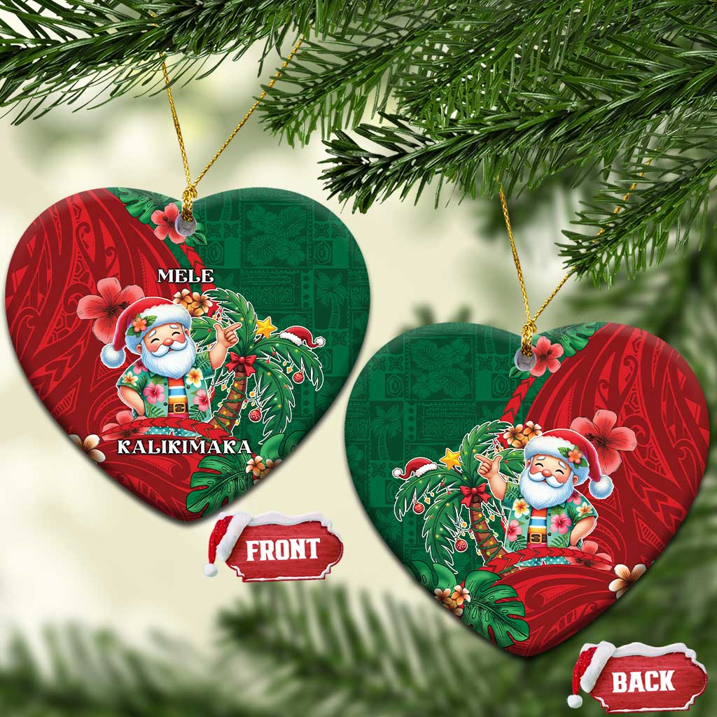 Hawaii Christmas Ceramic Ornament Mele Kalikimaka Funny Hawaiian Santa - Polynesian Pride