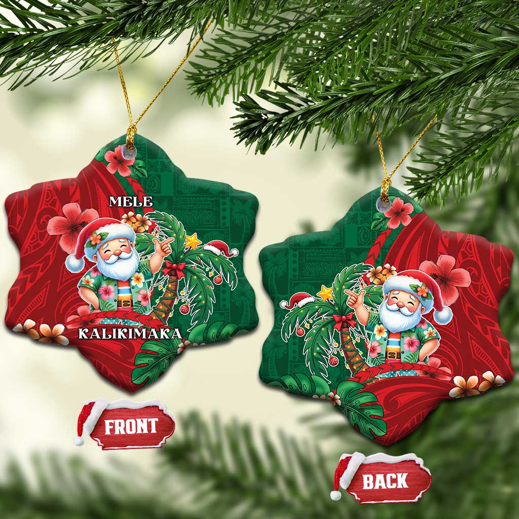 Hawaii Christmas Ceramic Ornament Mele Kalikimaka Funny Hawaiian Santa - Polynesian Pride
