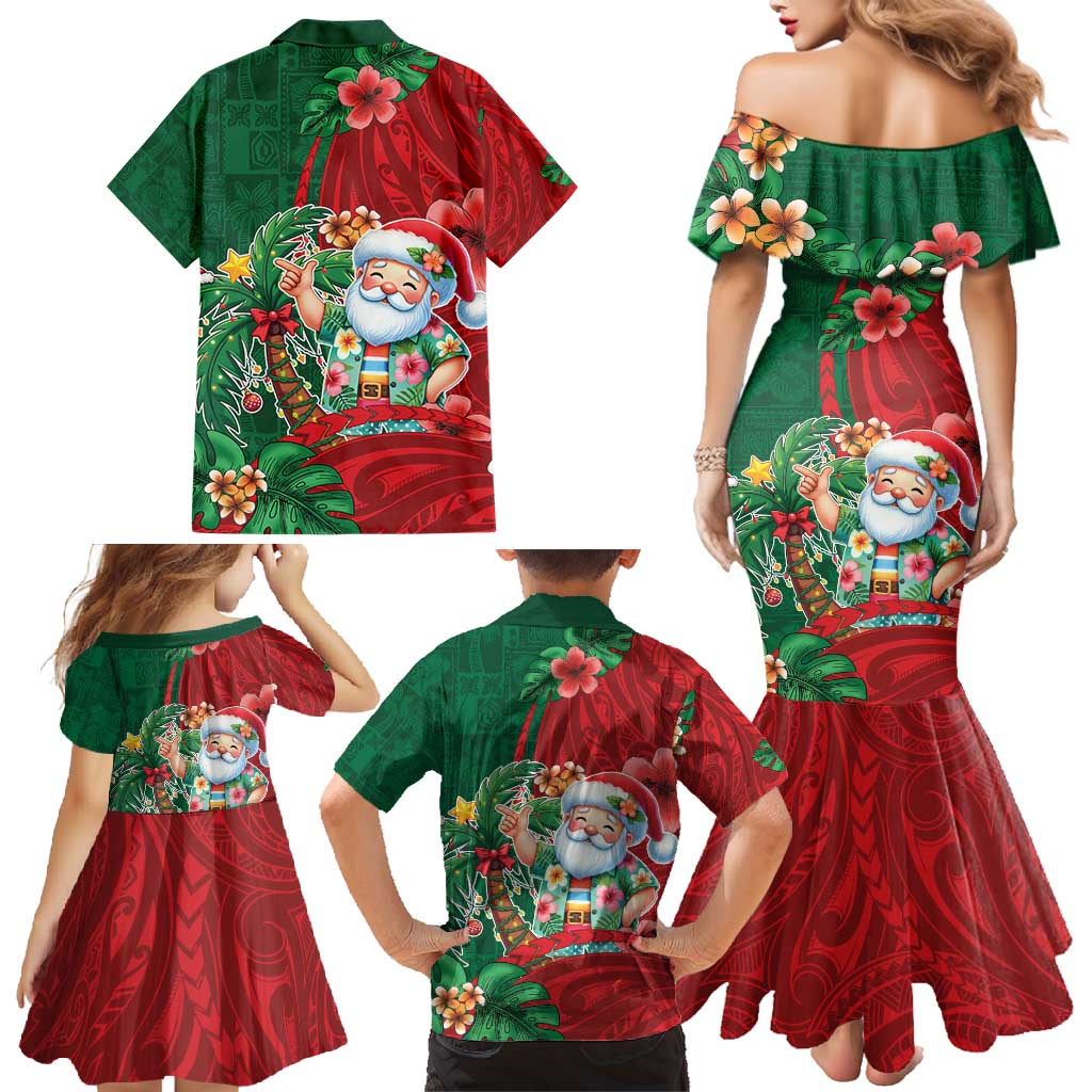 Hawaii Christmas Family Matching Mermaid Dress and Hawaiian Shirt Mele Kalikimaka Funny Hawaiian Santa - Polynesian Pride