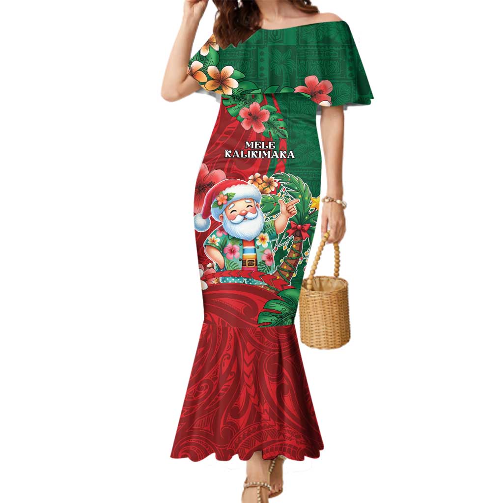 Hawaii Christmas Family Matching Mermaid Dress and Hawaiian Shirt Mele Kalikimaka Funny Hawaiian Santa - Polynesian Pride