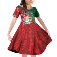 Hawaii Christmas Family Matching Off Shoulder Short Dress and Hawaiian Shirt Mele Kalikimaka Funny Hawaiian Santa - Polynesian Pride