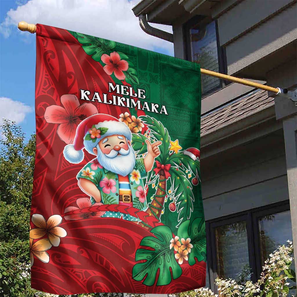 Hawaii Christmas Garden Flag Mele Kalikimaka Funny Hawaiian Santa - Polynesian Pride