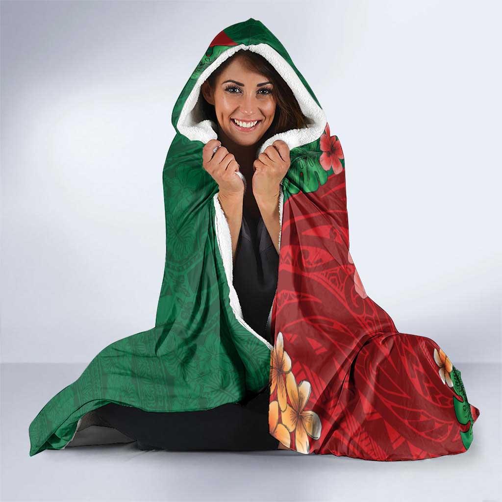 Hawaii Christmas Hooded Blanket Mele Kalikimaka Funny Hawaiian Santa - Polynesian Pride