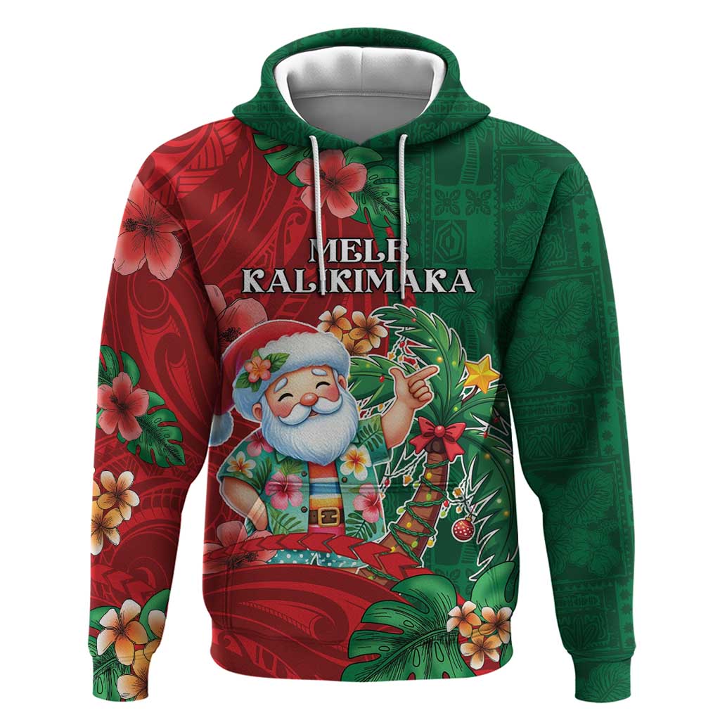 Hawaii Christmas Hoodie Mele Kalikimaka Funny Hawaiian Santa - Polynesian Pride