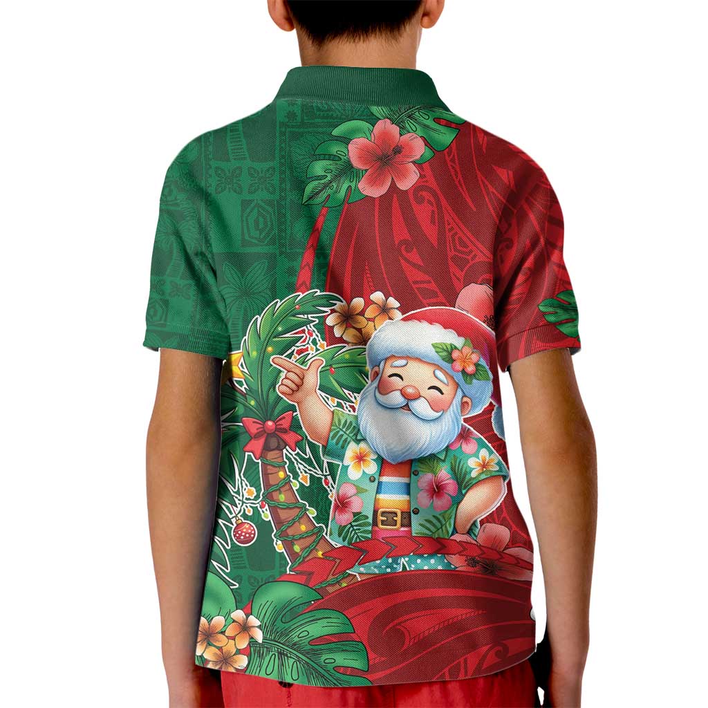 Hawaii Christmas Kid Polo Shirt Mele Kalikimaka Funny Hawaiian Santa - Polynesian Pride