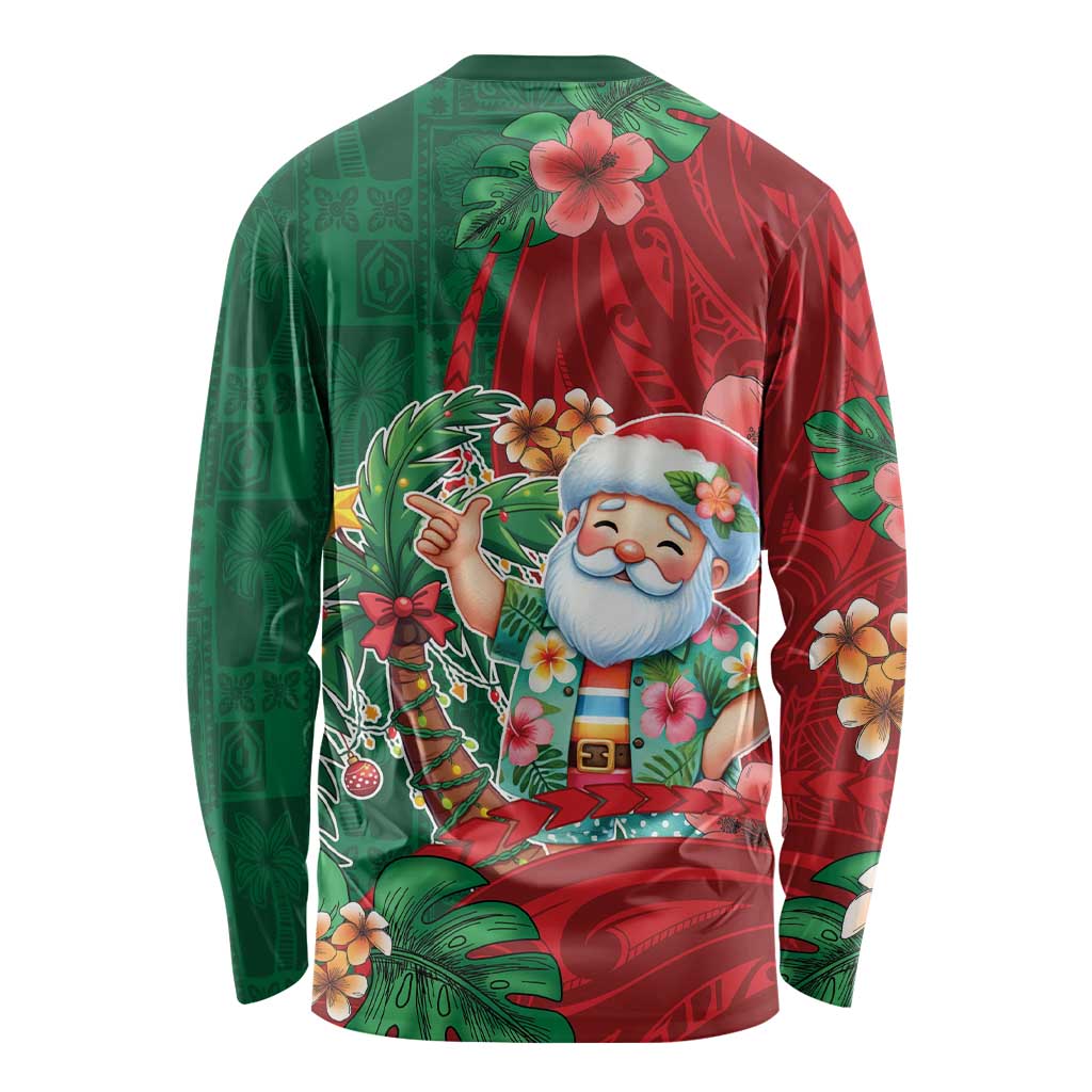 Hawaii Christmas Long Sleeve Shirt Mele Kalikimaka Funny Hawaiian Santa - Polynesian Pride