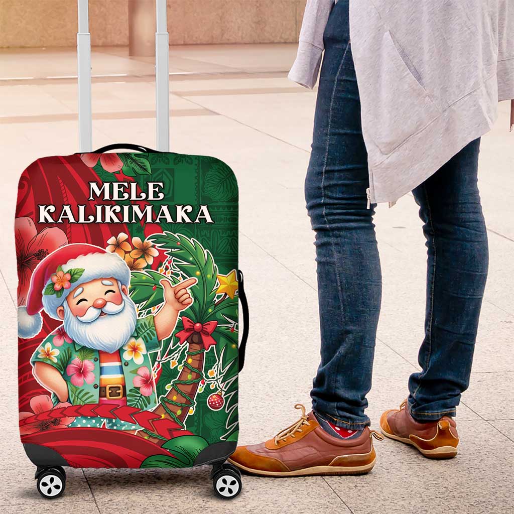 Hawaii Christmas Luggage Cover Mele Kalikimaka Funny Hawaiian Santa - Polynesian Pride