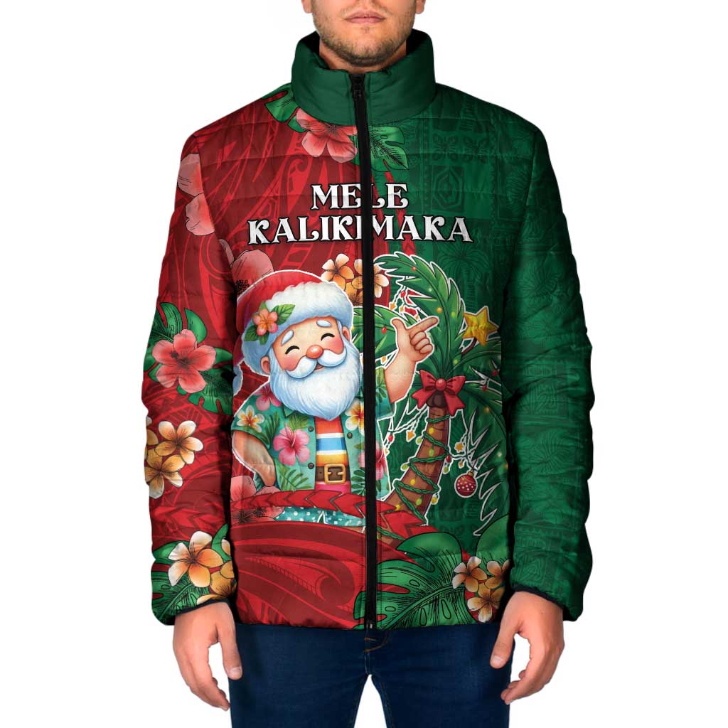 Hawaii Christmas Padded Jacket Mele Kalikimaka Funny Hawaiian Santa - Polynesian Pride