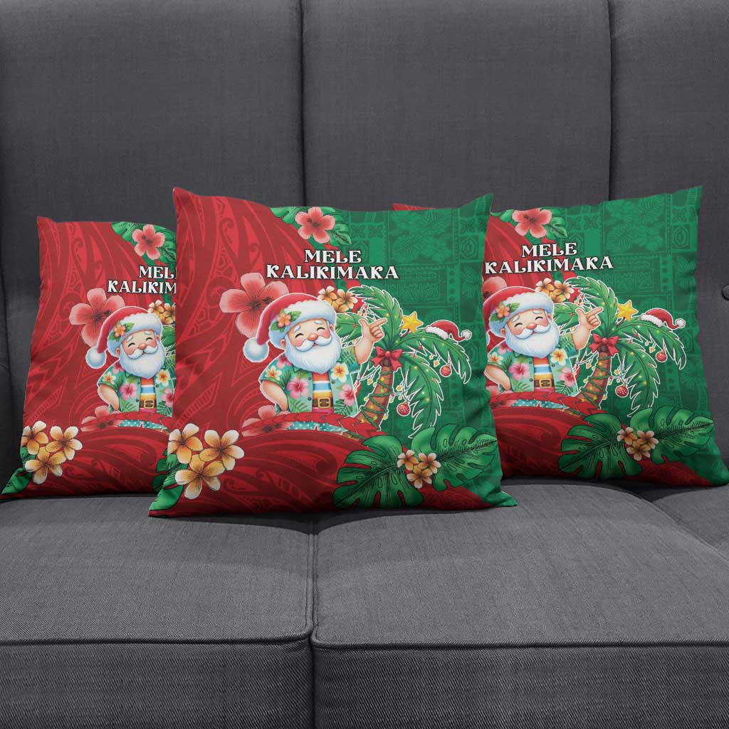Hawaii Christmas Pillow Cover Mele Kalikimaka Funny Hawaiian Santa - Polynesian Pride