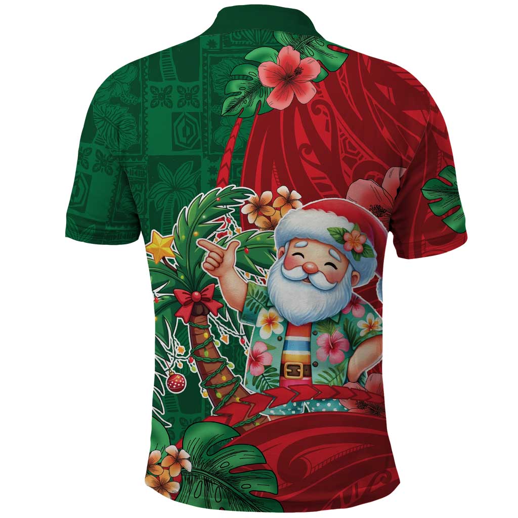 Hawaii Christmas Polo Shirt Mele Kalikimaka Funny Hawaiian Santa - Polynesian Pride