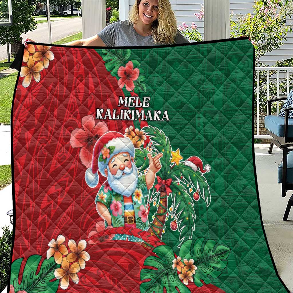 Hawaii Christmas Quilt Mele Kalikimaka Funny Hawaiian Santa - Polynesian Pride