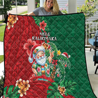 Hawaii Christmas Quilt Mele Kalikimaka Funny Hawaiian Santa - Polynesian Pride