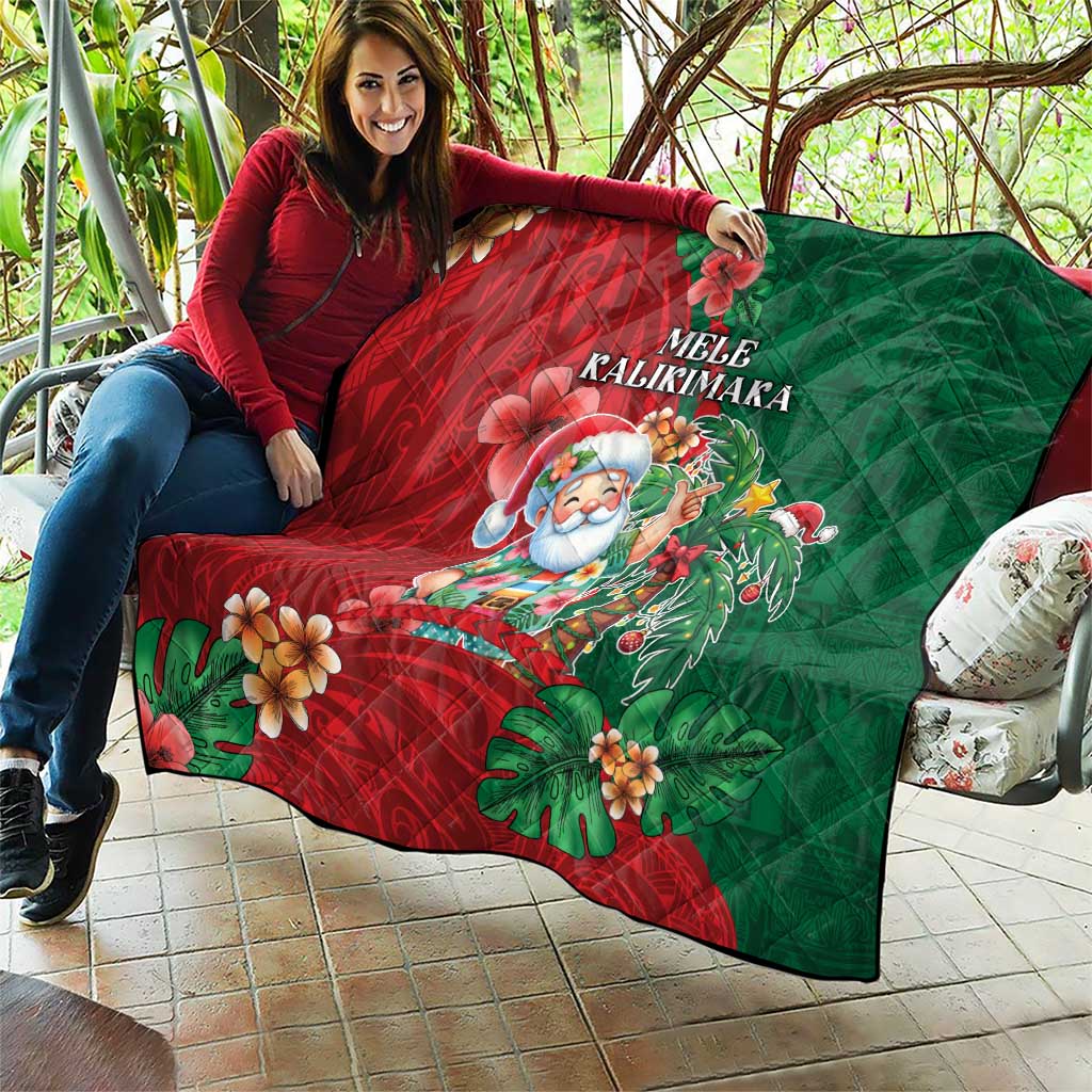 Hawaii Christmas Quilt Mele Kalikimaka Funny Hawaiian Santa - Polynesian Pride