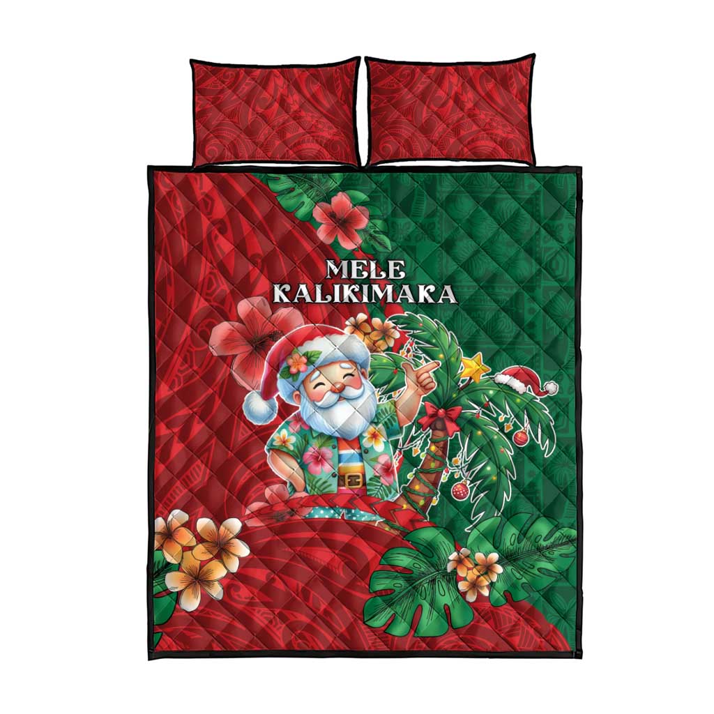 Hawaii Christmas Quilt Bed Set Mele Kalikimaka Funny Hawaiian Santa - Polynesian Pride