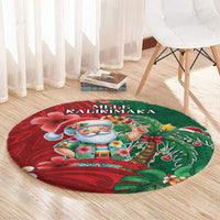 Hawaii Christmas Round Carpet Mele Kalikimaka Funny Hawaiian Santa - Polynesian Pride