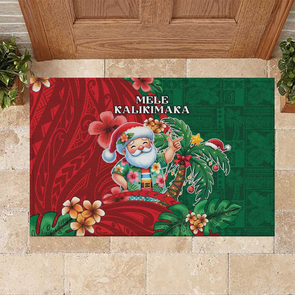 Hawaii Christmas Rubber Doormat Mele Kalikimaka Funny Hawaiian Santa - Polynesian Pride