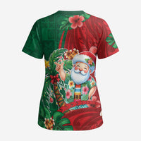Hawaii Christmas Scrub Top Mele Kalikimaka Funny Hawaiian Santa - Polynesian Pride
