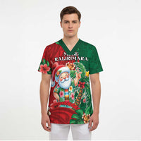 Hawaii Christmas Scrub Top Mele Kalikimaka Funny Hawaiian Santa - Polynesian Pride