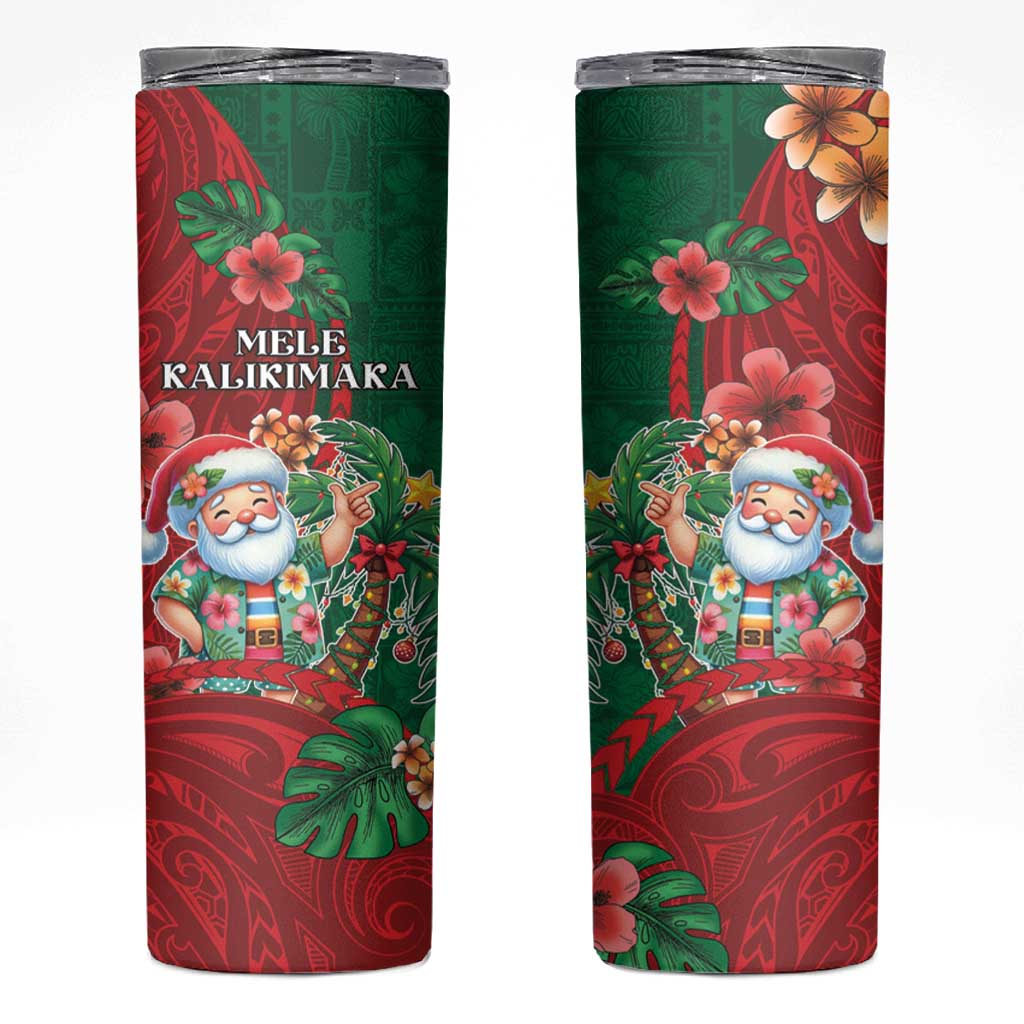 Hawaii Christmas Skinny Tumbler Mele Kalikimaka Funny Hawaiian Santa - Polynesian Pride