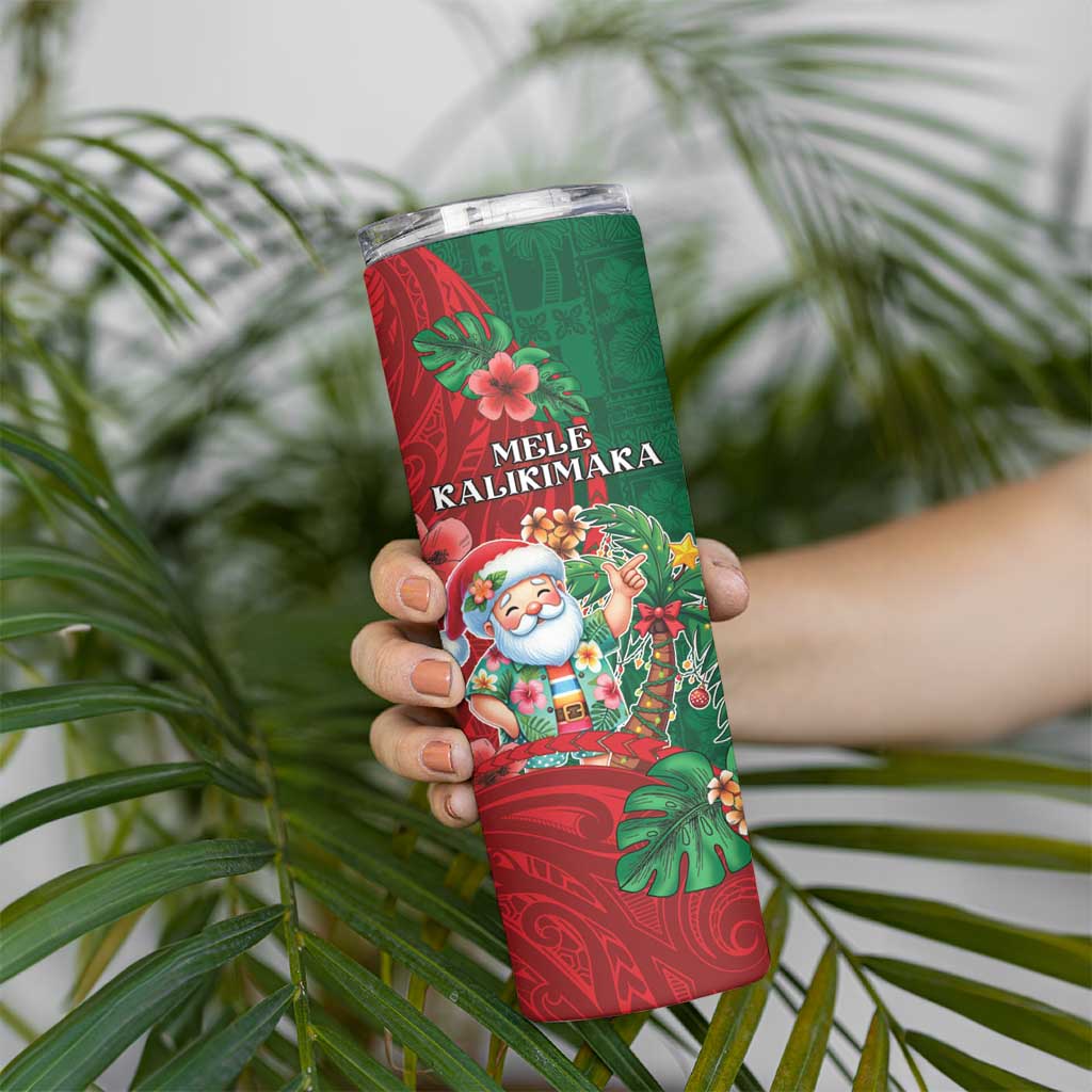 Hawaii Christmas Skinny Tumbler Mele Kalikimaka Funny Hawaiian Santa - Polynesian Pride