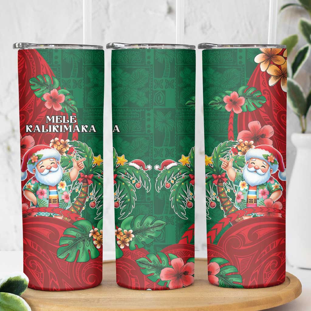 Hawaii Christmas Skinny Tumbler Mele Kalikimaka Funny Hawaiian Santa - Polynesian Pride